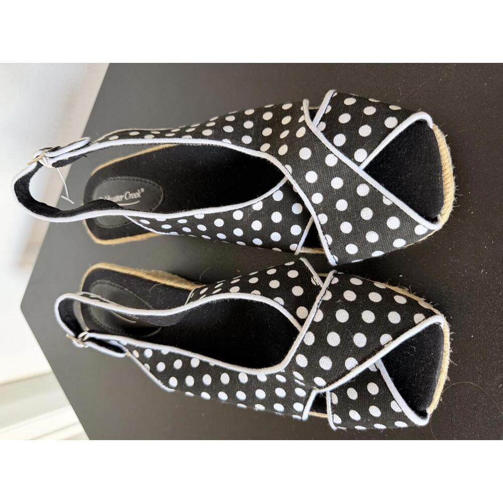 Coldwater Creek Womens Espadrille Wedge Sandals 9 Polka Dot New Without Tags